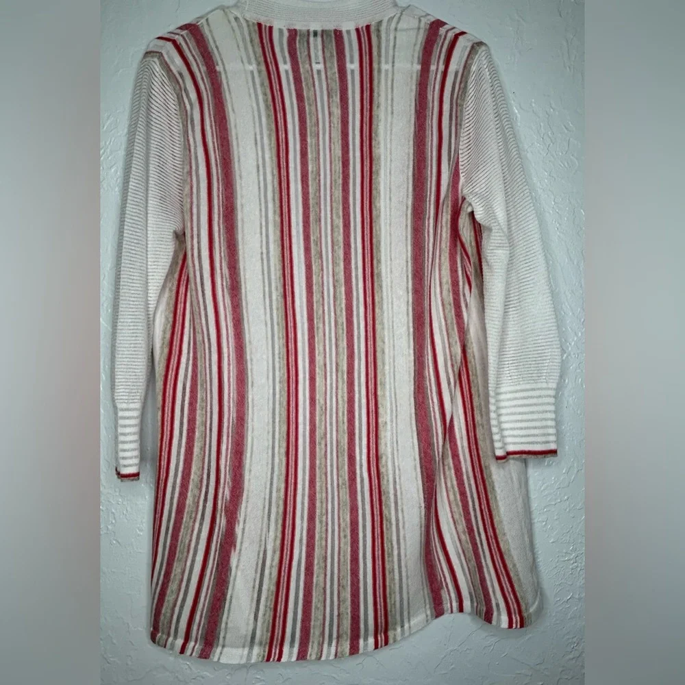 Christopher & Banks Pink and White Striped Cardigan Medium - Picture 10 of 10